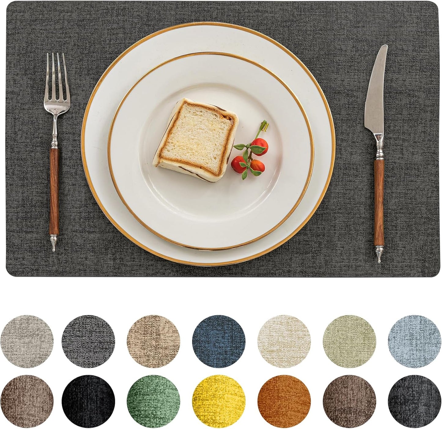 Romanstile Vinyl Placemats Set of 8-12 X 18 Inch - Heat Resistant Place Mats 100% Waterproof