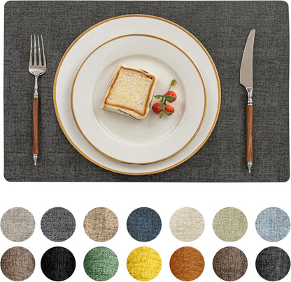 Romanstile Vinyl Placemats Set of 8-12 X 18 Inch - Heat Resistant Place Mats 100% Waterproof