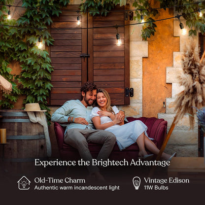 Brightech Ambience Pro Incandescent Outdoor String Lights - Commercial Grade Waterproof Patio