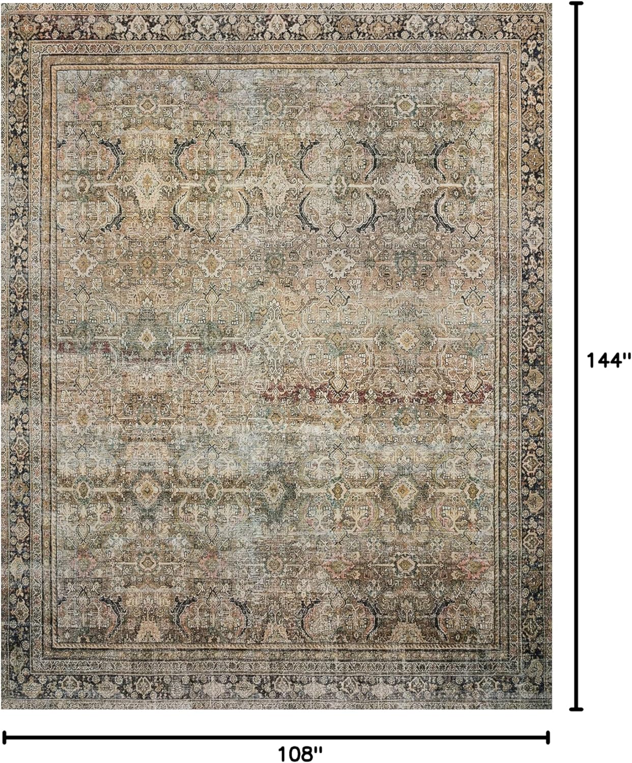Loloi Layla Collection LAY-03 Olive/Charcoal 9'-0" x 12'-0" .13" Thick Area Rug, Soft, Durable