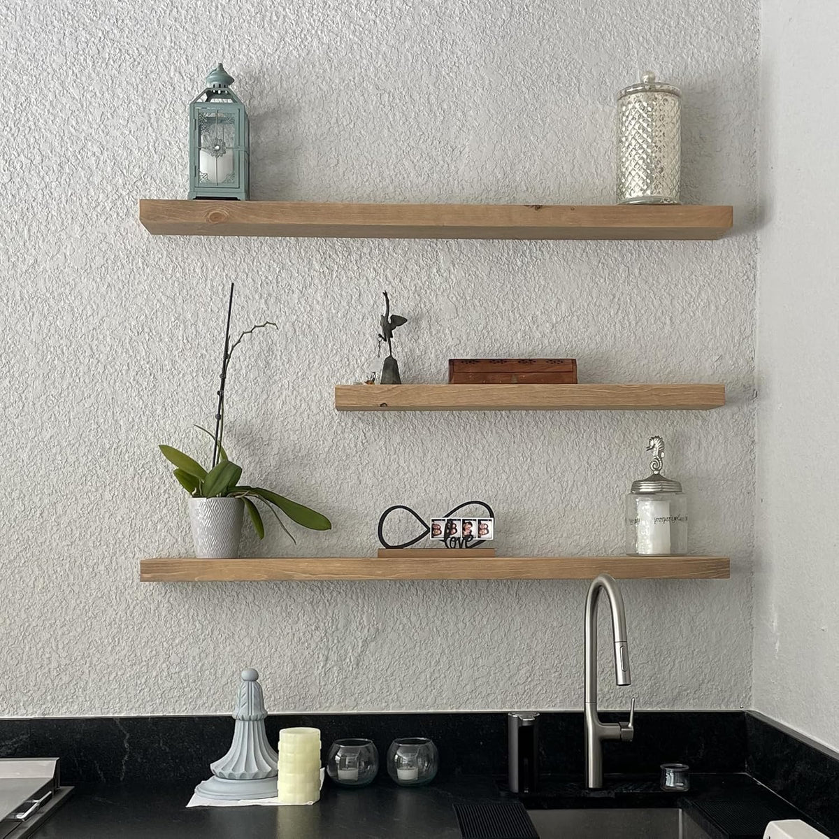 joelsantiques 48 Inch Wooden Floating Shelves for Wall - 48x6x2 in - Made of Natural Wood - Long