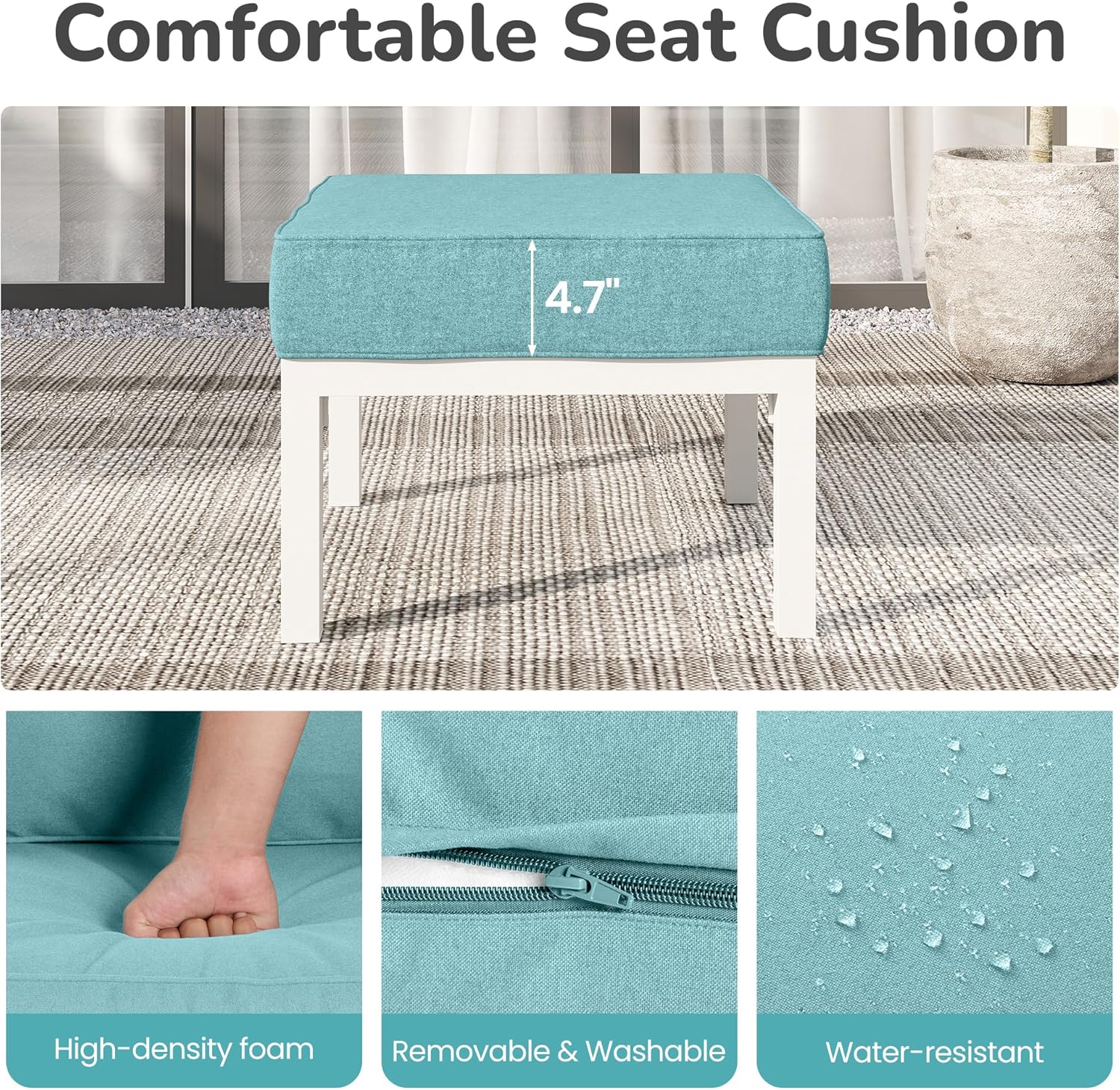 Solaste Outdoor Footstools Patio Ottoman Set of 2, Aluminum All-Weather Outdoor Footrest Seat with
