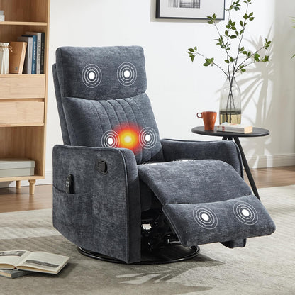 Manual Swivel Rocker Recliner Chair for Adults, Overstuffed Reclining Glider Chair for Nursing with