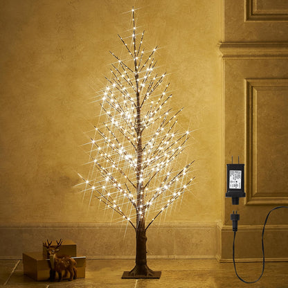 Fudios Lighted Alpine Tree Brown Willow 4FT 450 LED Fairy Lights,Artificial Winter Twig Trees Plug