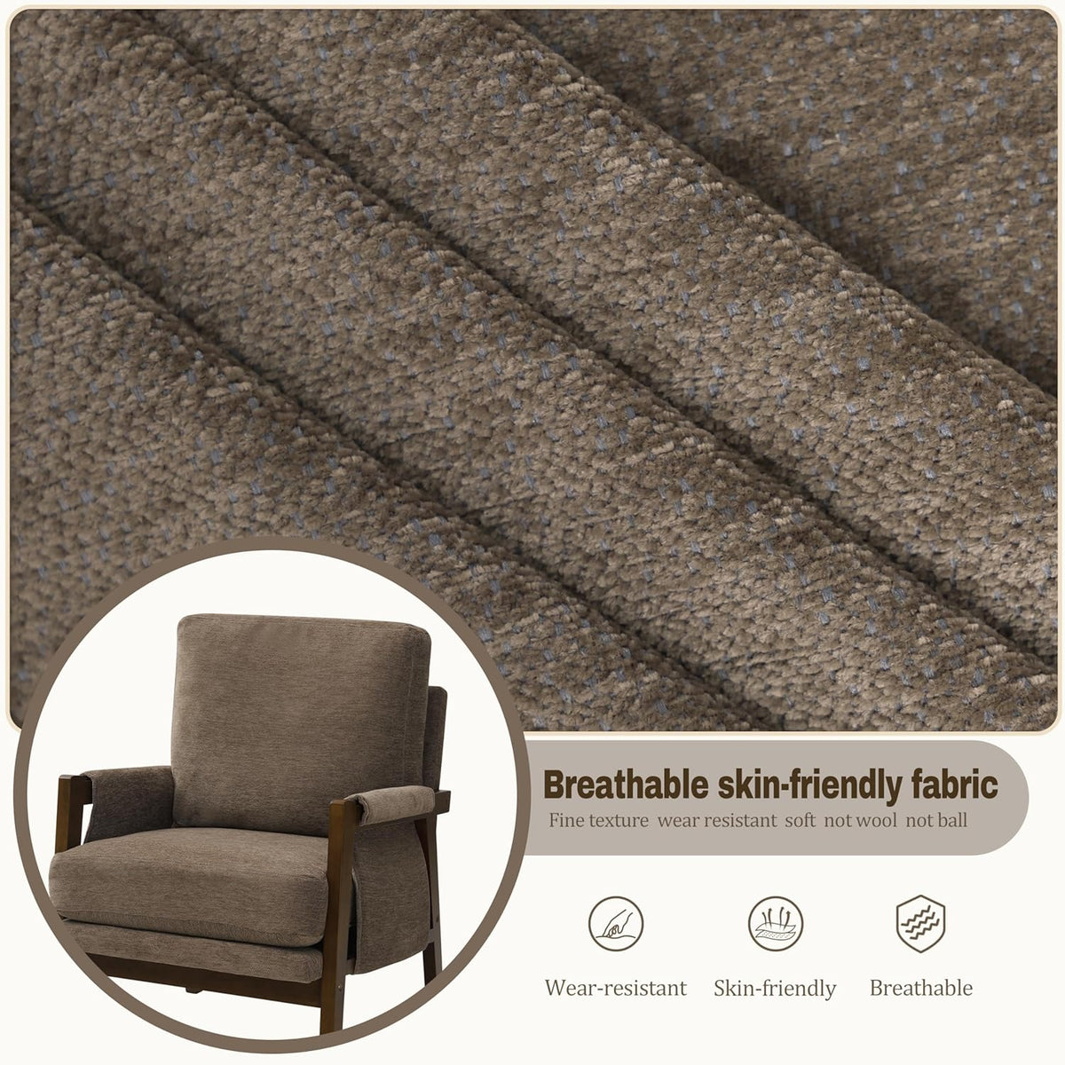 Modern Accent Chairs Set of 2 for Living Room Mid Century Arm Chairs Upholstered Bedroom Chairs