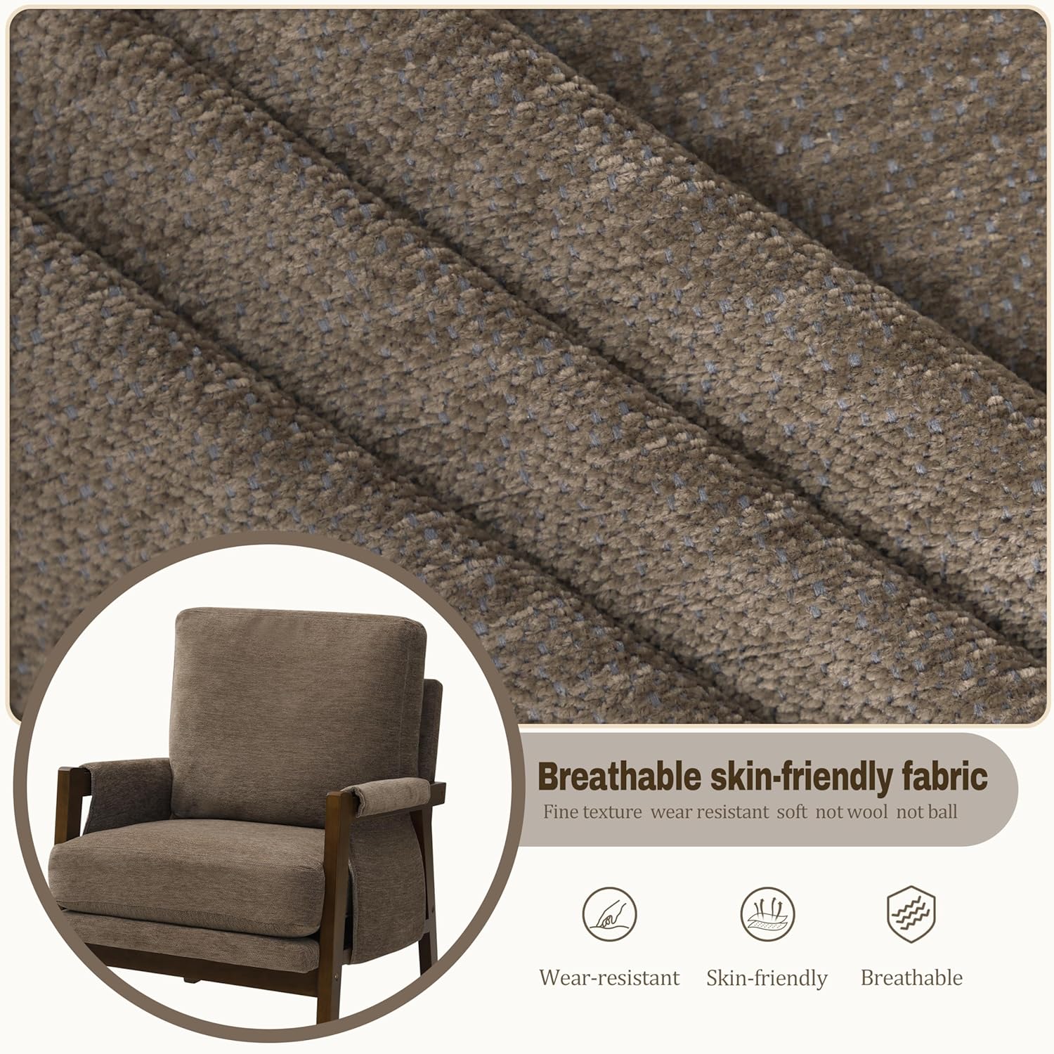 Modern Accent Chairs Set of 2 for Living Room Mid Century Arm Chairs Upholstered Bedroom Chairs