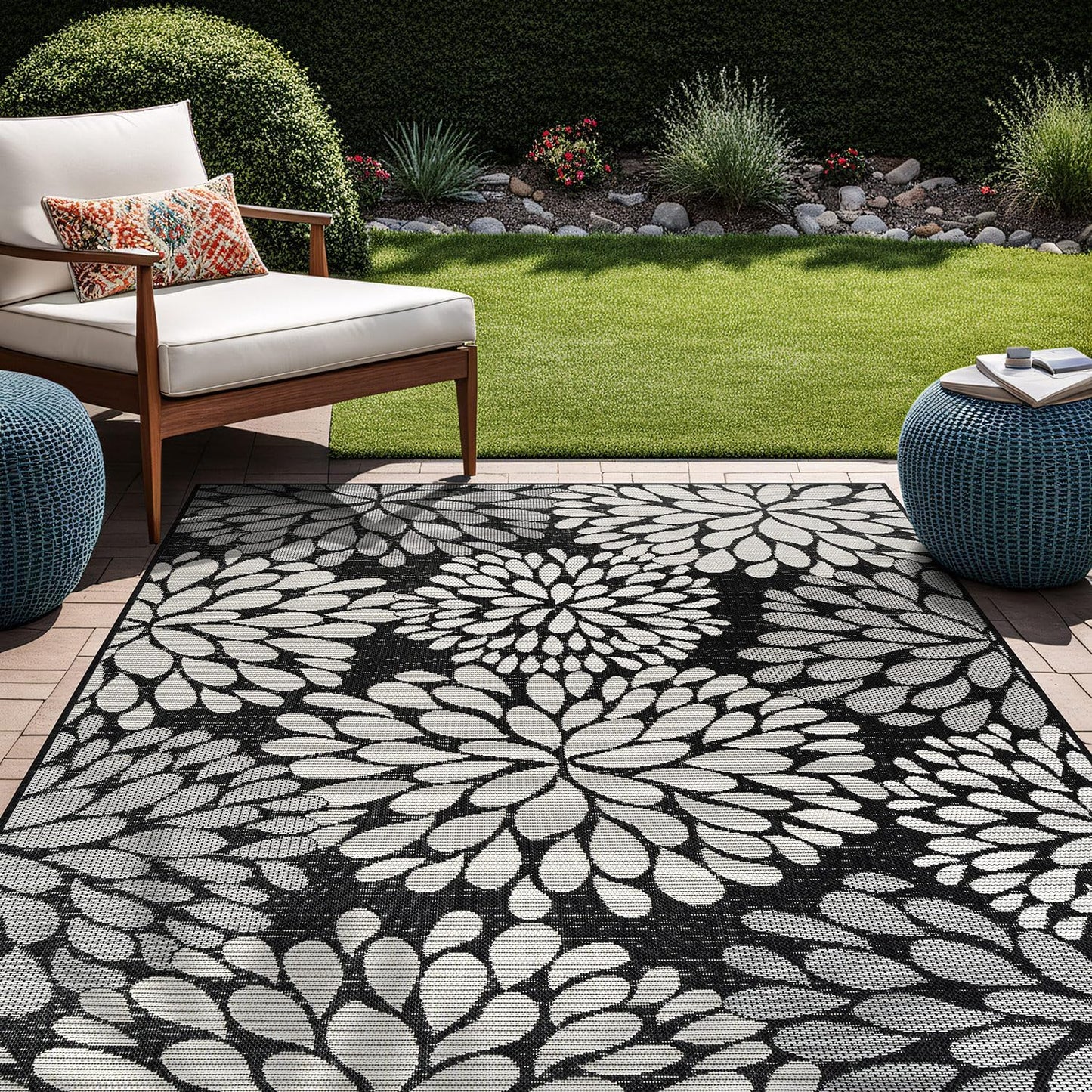 Beverly Rug Outdoor Rug 6x9 Modern Exotic Tropical Leaf Area Rugs for Indoor and Outdoor Patio Deck