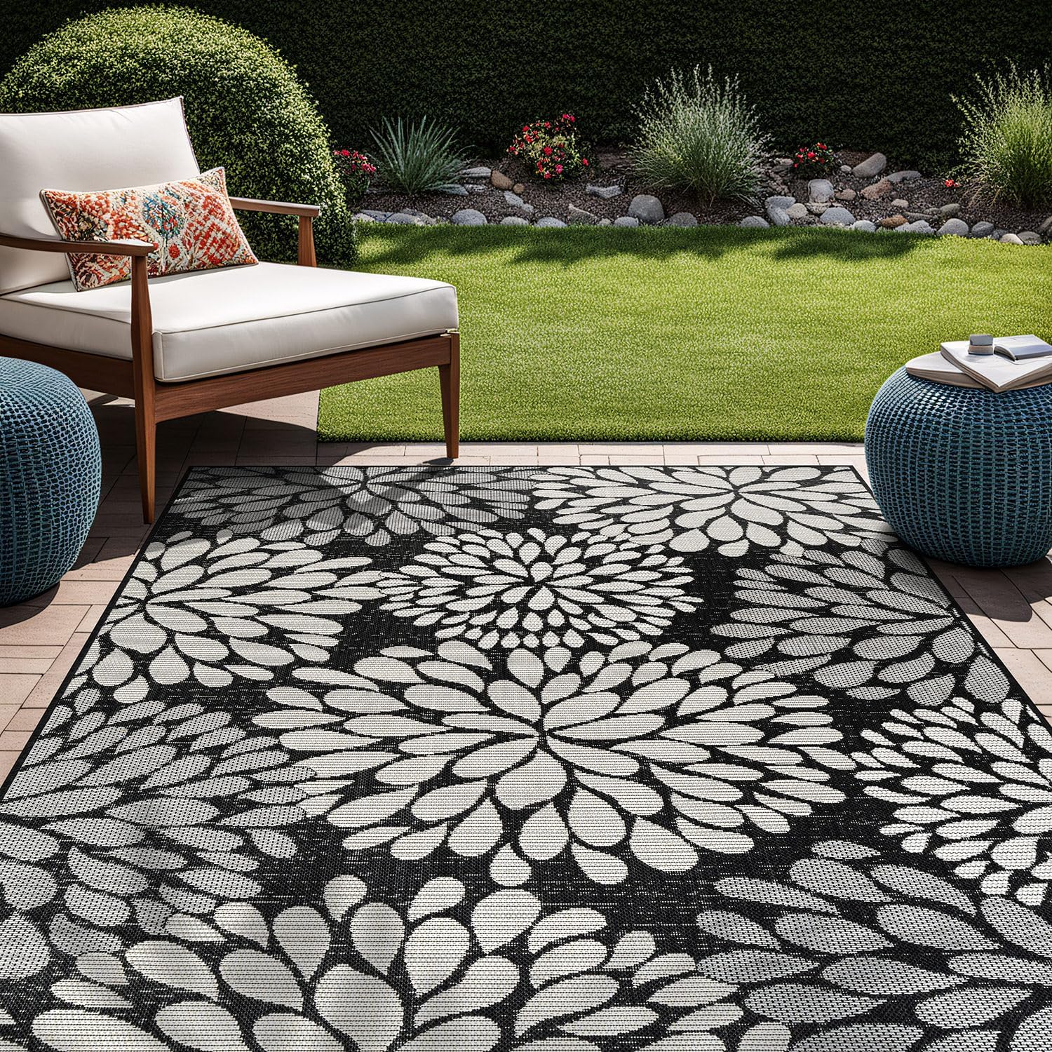 Beverly Rug Outdoor Rug 8x10 Modern Exotic Tropical Leaf Area Rugs for Indoor and Outdoor Patio