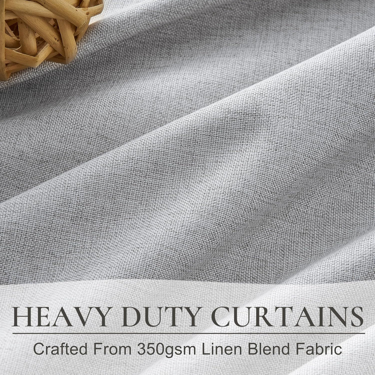 Light Grey Blackout Curtains 108 Inch Long for Living Room, Pinch Pleated Flax Linen Modern