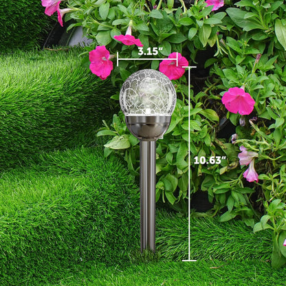 GIGALUMI Solar Outdoor, Cracked Glass Ball Solar Garden Lights, Color Changing Lights