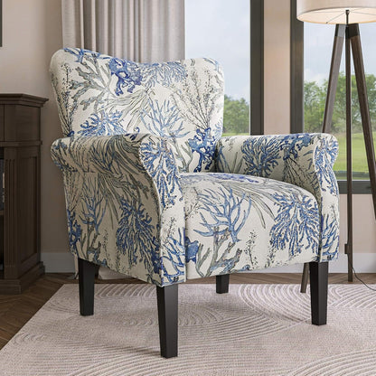 BELLEZE Modern Accent Chair for Living Room, High Back Linen Armchair with Wooden Legs, Upholstered