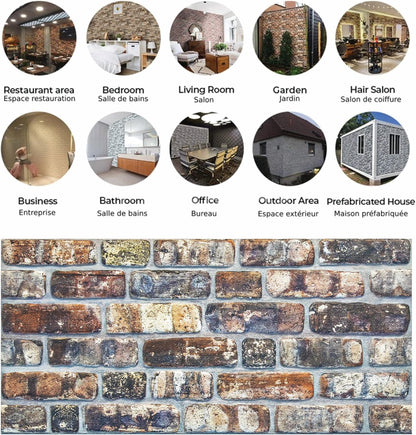 Dundee Deco 3D Wall Panels Faux Brick - Cladding, Multicolored Stone Look Wall Paneling, Styrofoam