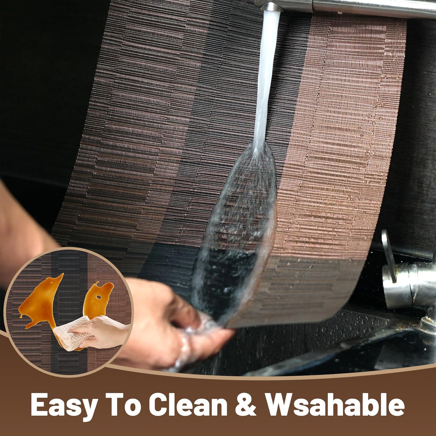 Placemats Set of 12，Non-Slip PVC Weave Table Mats Easy to Clean，Heat Resistant Place Mats for