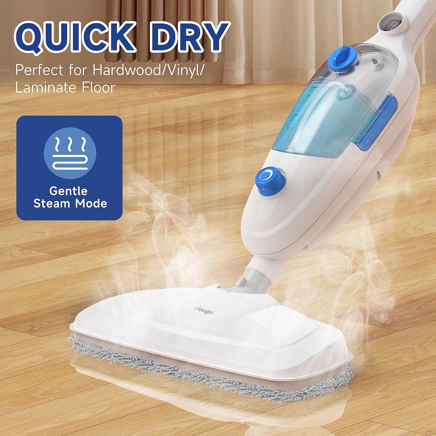 Steam Mop for Hardwood Floor Cleaning, Floor Steamer Cleaner Lightweight for Vinyl, Laminate