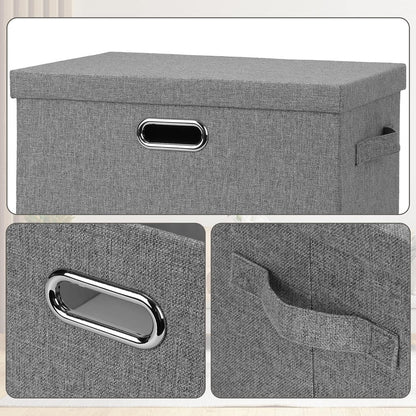 Large 17" 36 Quart Collapsible Stackable Storage Bins with Lids, 1 Pack Grey Foldable Fabric Closet