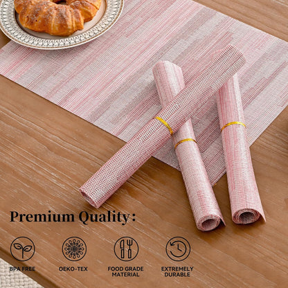 Leetaltree Misty Rose Placemats Set of 4 - Heat Resistant Non-Slip Place mats for Dining Table