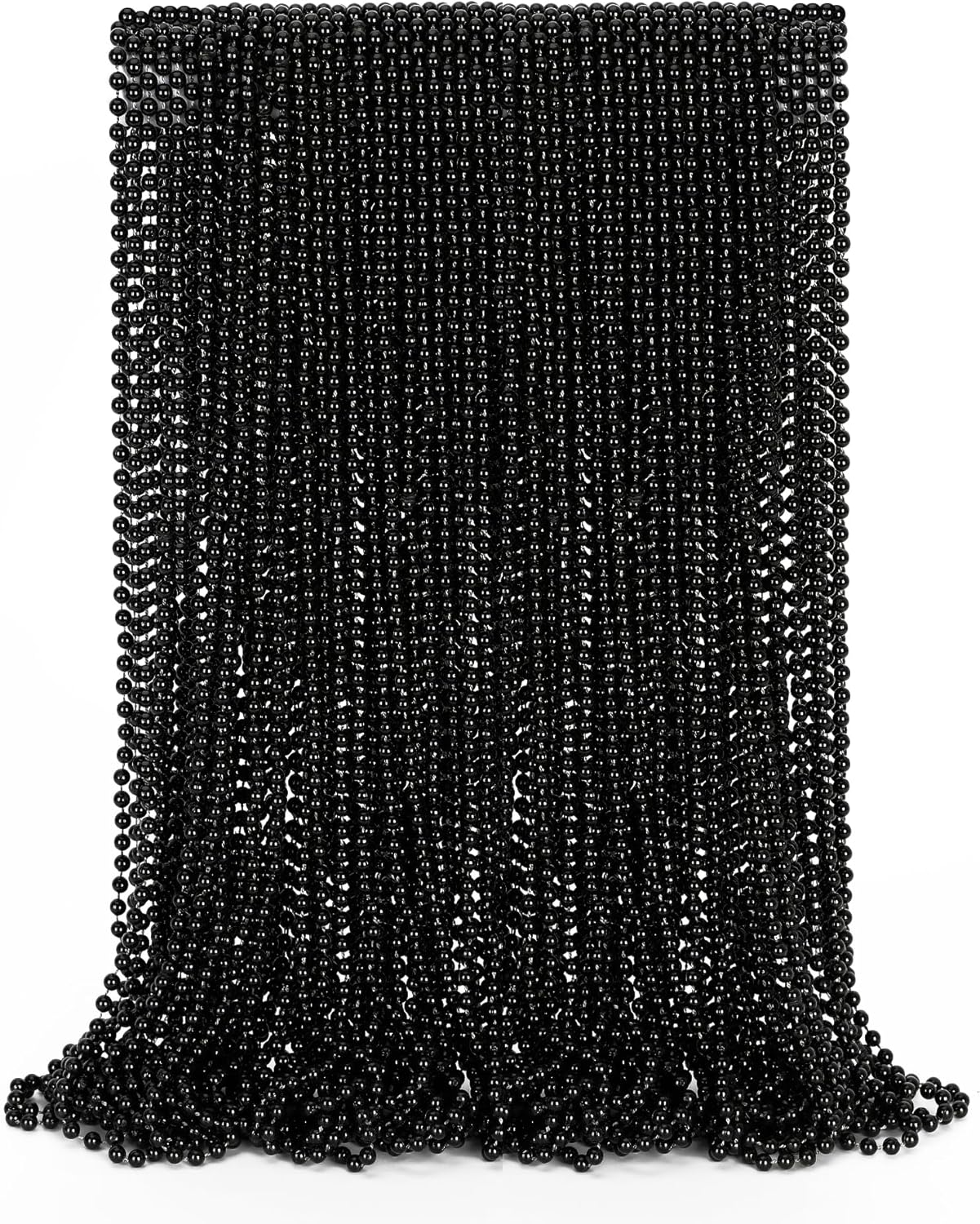 50PCS Bead Necklace, Black Mardi Gras Bead Necklace Party Favors, 33" Metallic Halloween Round