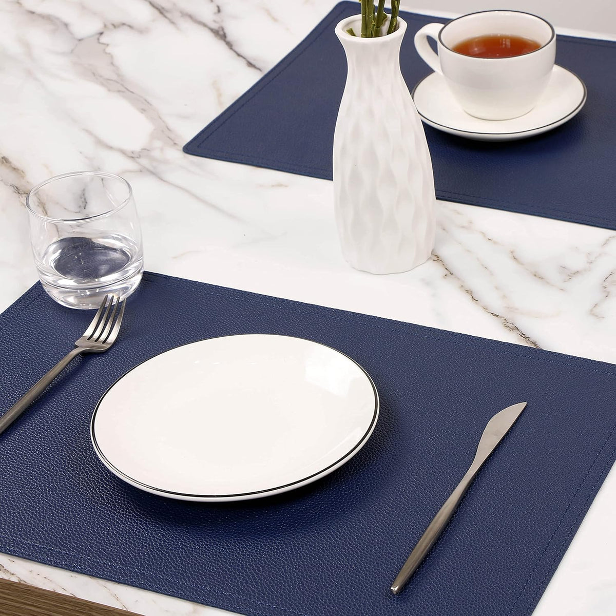 Set of 6 Faux Leather Placemats, PU Table Mats, Waterproof, Stain Resistant, Heat Resistant