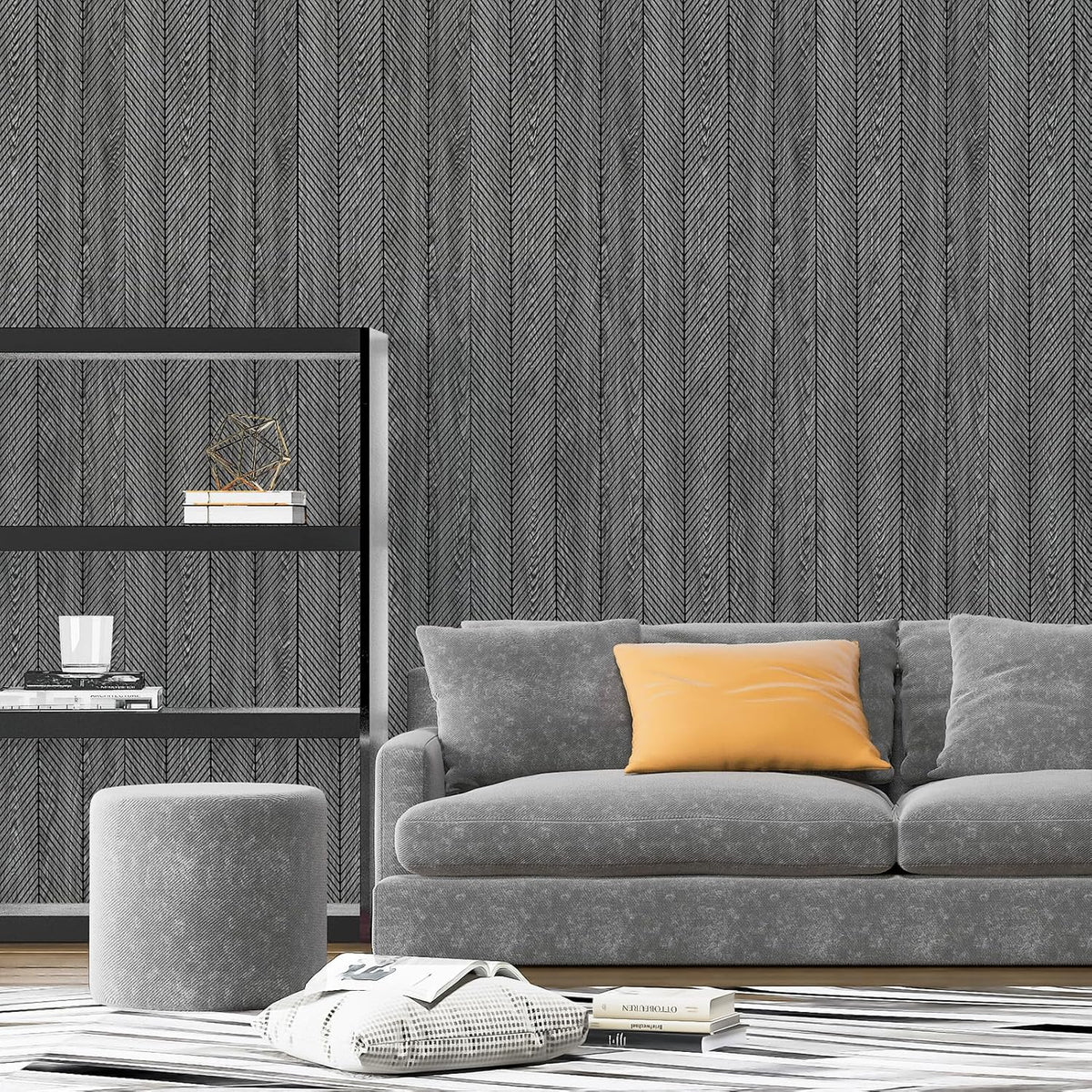 Art3d 4-Pack Glue-On Herringbone Wainscoting Panel for Interior Wall Decor - 104 x 12 Inch