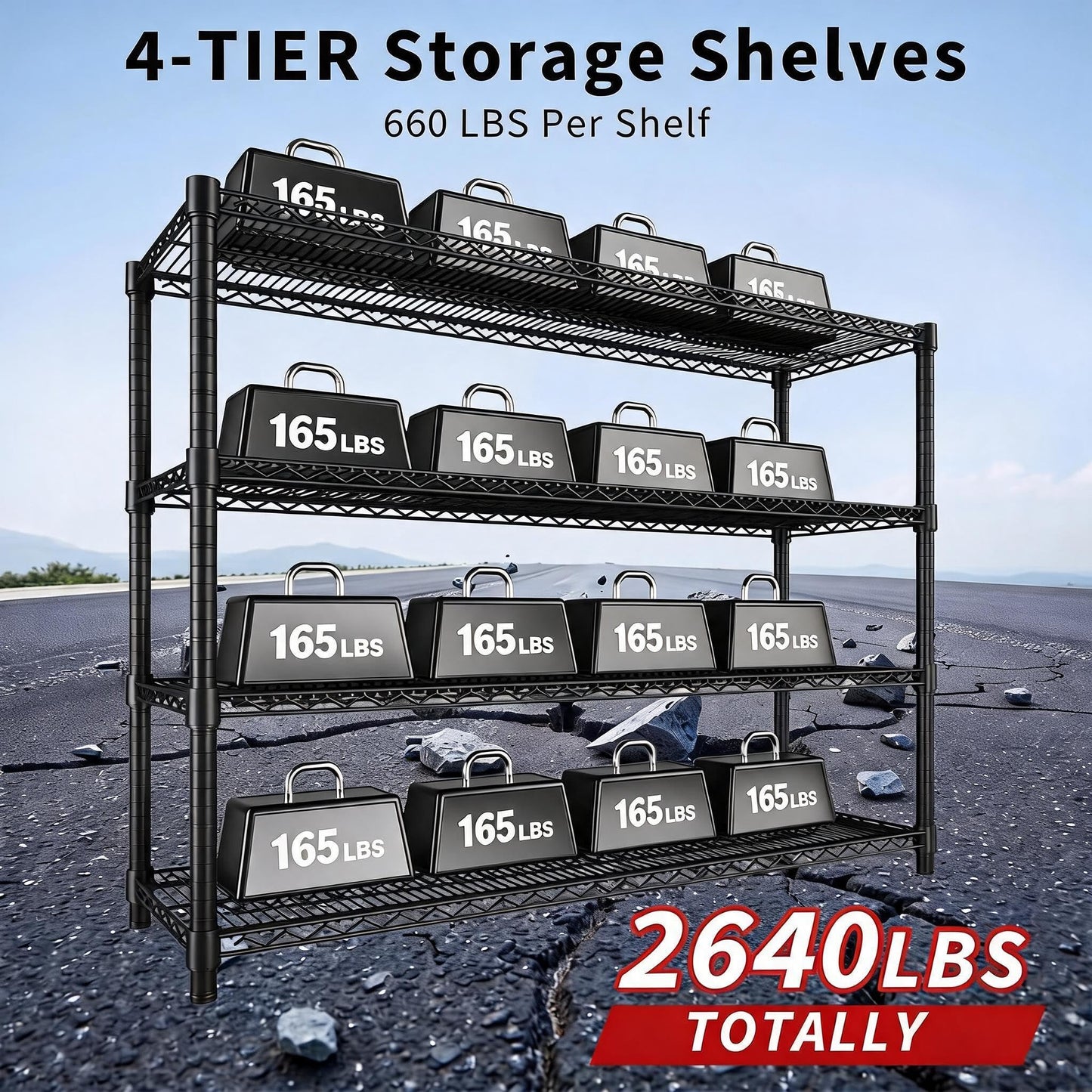 Garvee 59" H Storage Shelves 4-Tier Garage Shelving Adjustable for Pantry