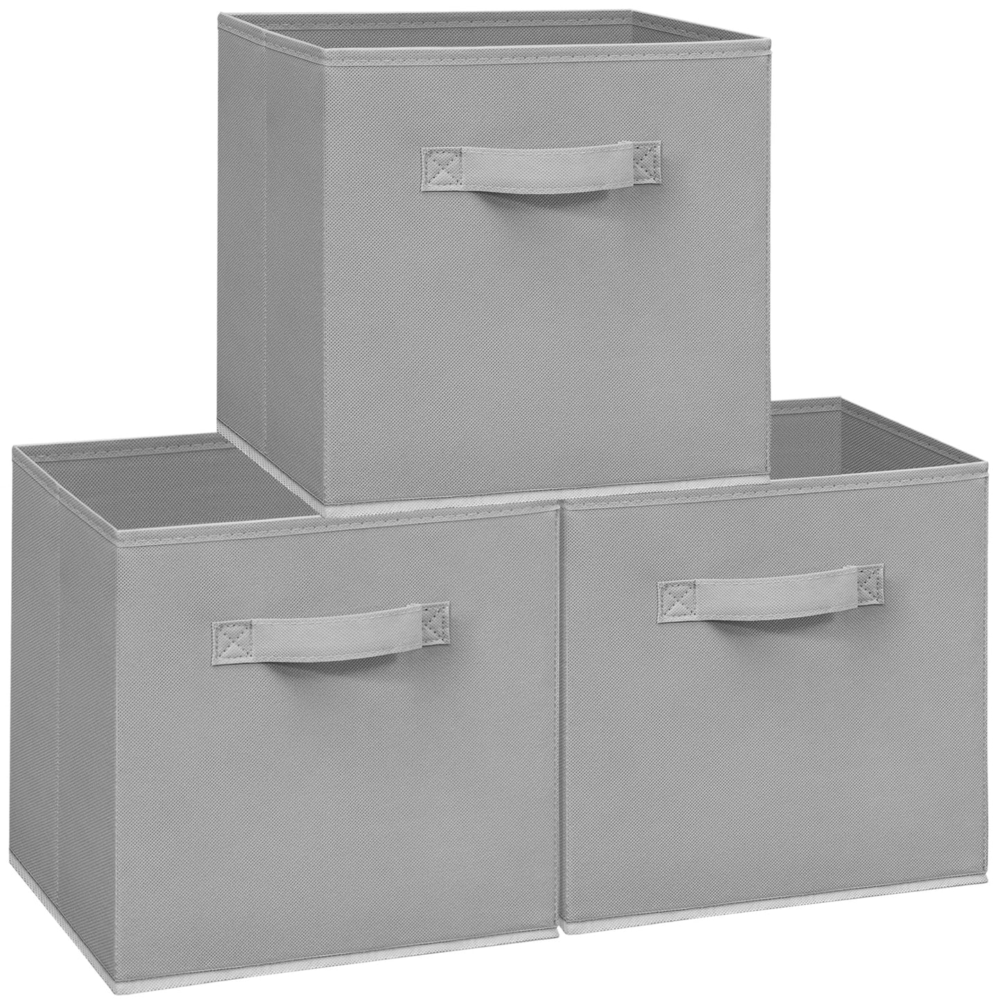 Easi Storage Cubes, 11 Inch Storage Bins, Set of 3, Foldable Fabric Cube Storage Organizer With