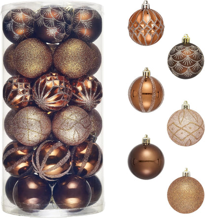 Valery Madelyn Christmas Ornaments Set, 30ct 2 Inches Bronze Copper Brown Gold Shatterproof