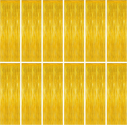 12 Pack 2025 Graduation Decorations, 3.28 FT x 7.05 FT Gold Backdrop Curtains, Metallic Class of