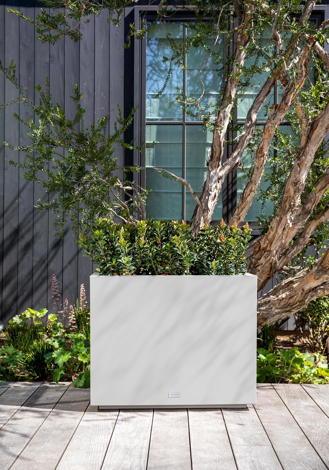 Veradek Block Series Span Plastic Planter - Tall Rectangular Planter for Indoor or Outdoor