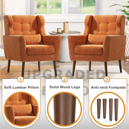 Modern Accent Chair, Upholstered Armchair with Pillow, Fabric Single Sofa Chair with Lounge Seat