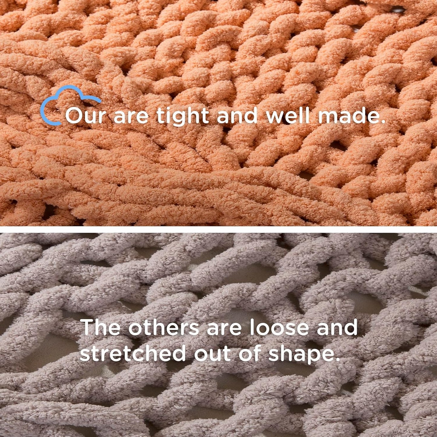 Chunky Knit Blanket Throw - 100% Hand Knitted Chunky Throw Blanket for Couch, Thick and Warm