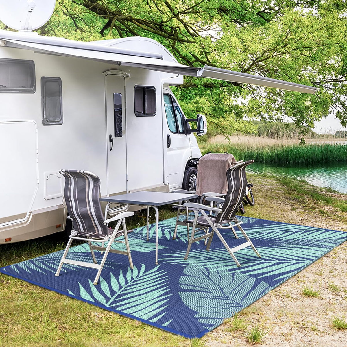 GENIMO Outdoor Rug 6' x 9' Waterproof for Patios Clearance, Reversible Outdoor Plastic Straw