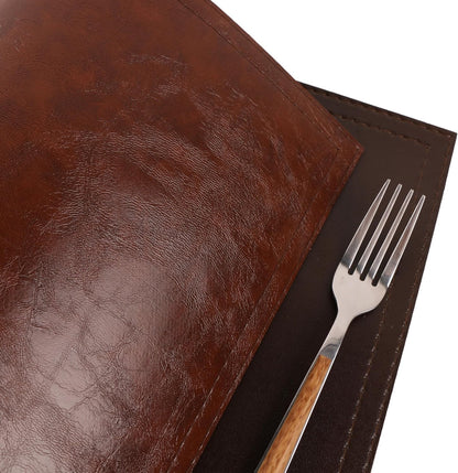 Jovono Waterproof PU Placemats, Faux Leather Dining Table Mat, Set of 8, Easy to Wipe Off Scrub