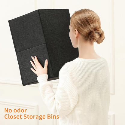 linen closet organizers and storage, 3 Pack Large Storage Baskets, Washable, Clothing Storage Bins