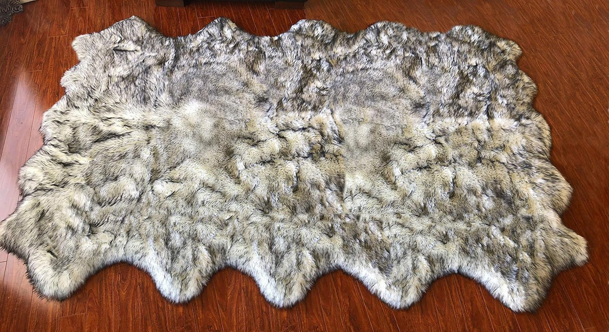 LAMBZY Faux Sheepskin Hypoallergenic Free Shape Silky Shag Rug, Luxury Shaggy Plush Carpet for