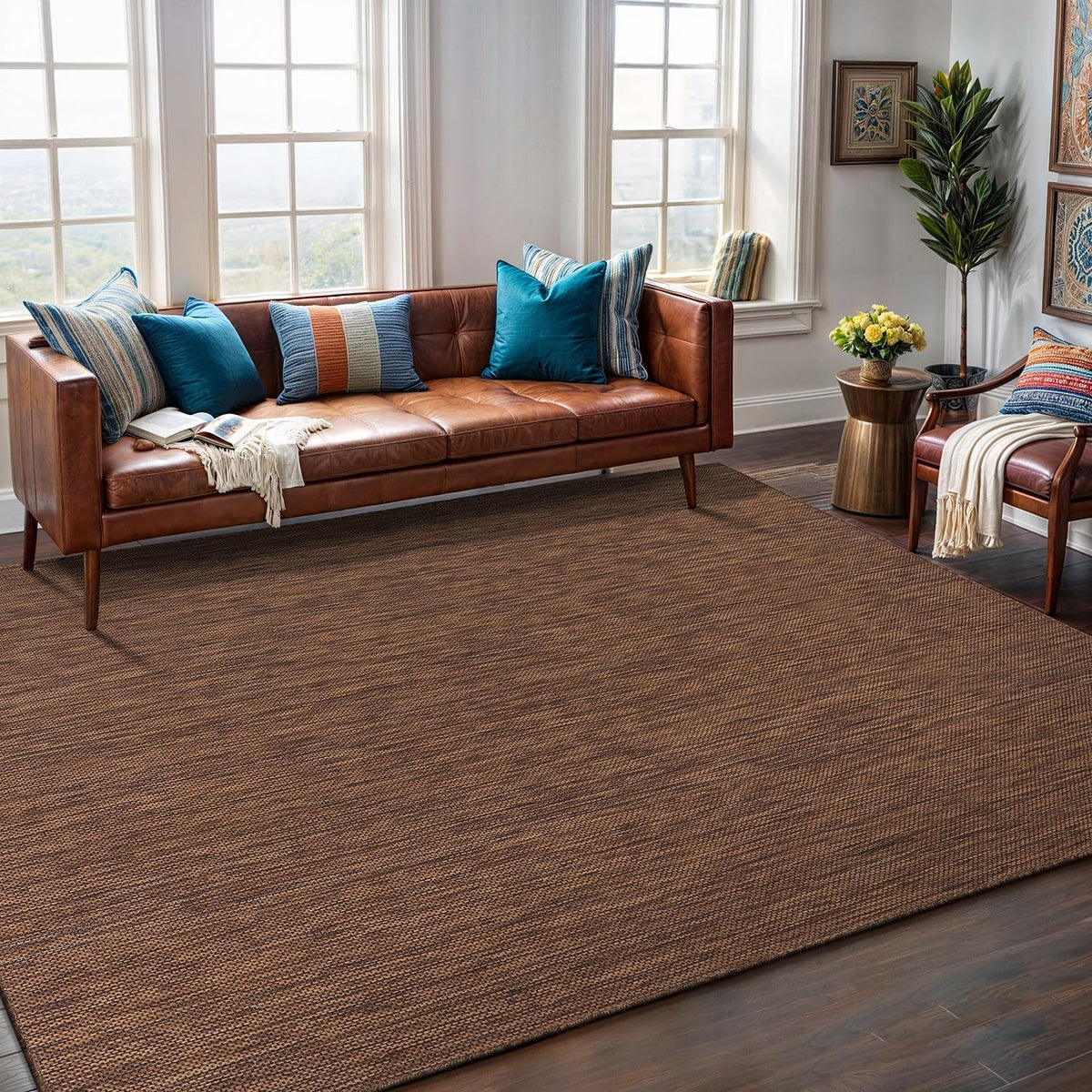 Washable Indoor Outdoor Rug 9x12 Weather Resistant Area Rugs Modern Solid for Porch Deck Balcony