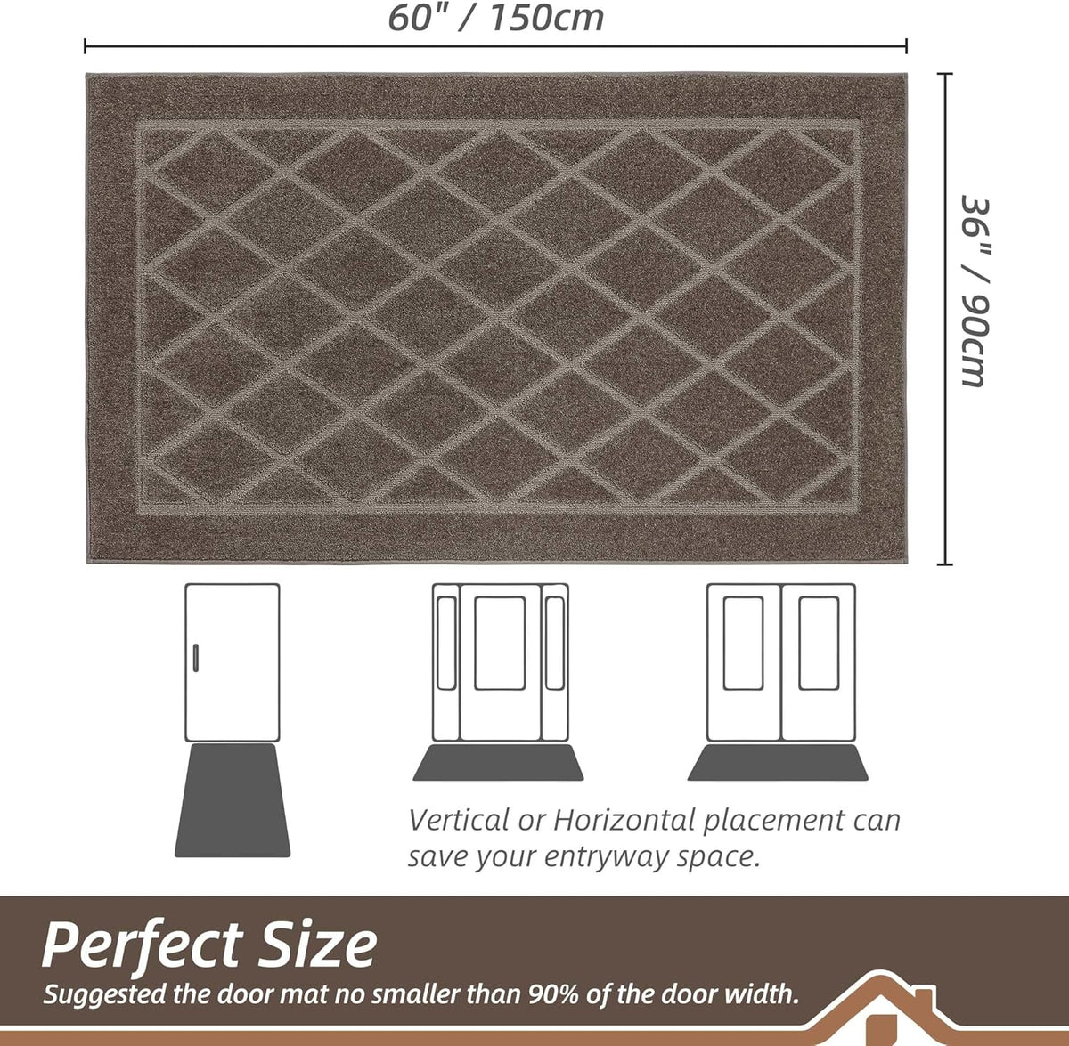 BEQHAUSE Dirt Trapper Door Mat 36" x 60", Doormat Non-Slip Entryway Rugs Washable, Dog Door Mat