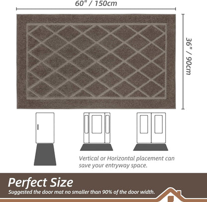 BEQHAUSE Dirt Trapper Door Mat 36" x 60", Doormat Non-Slip Entryway Rugs Washable, Dog Door Mat