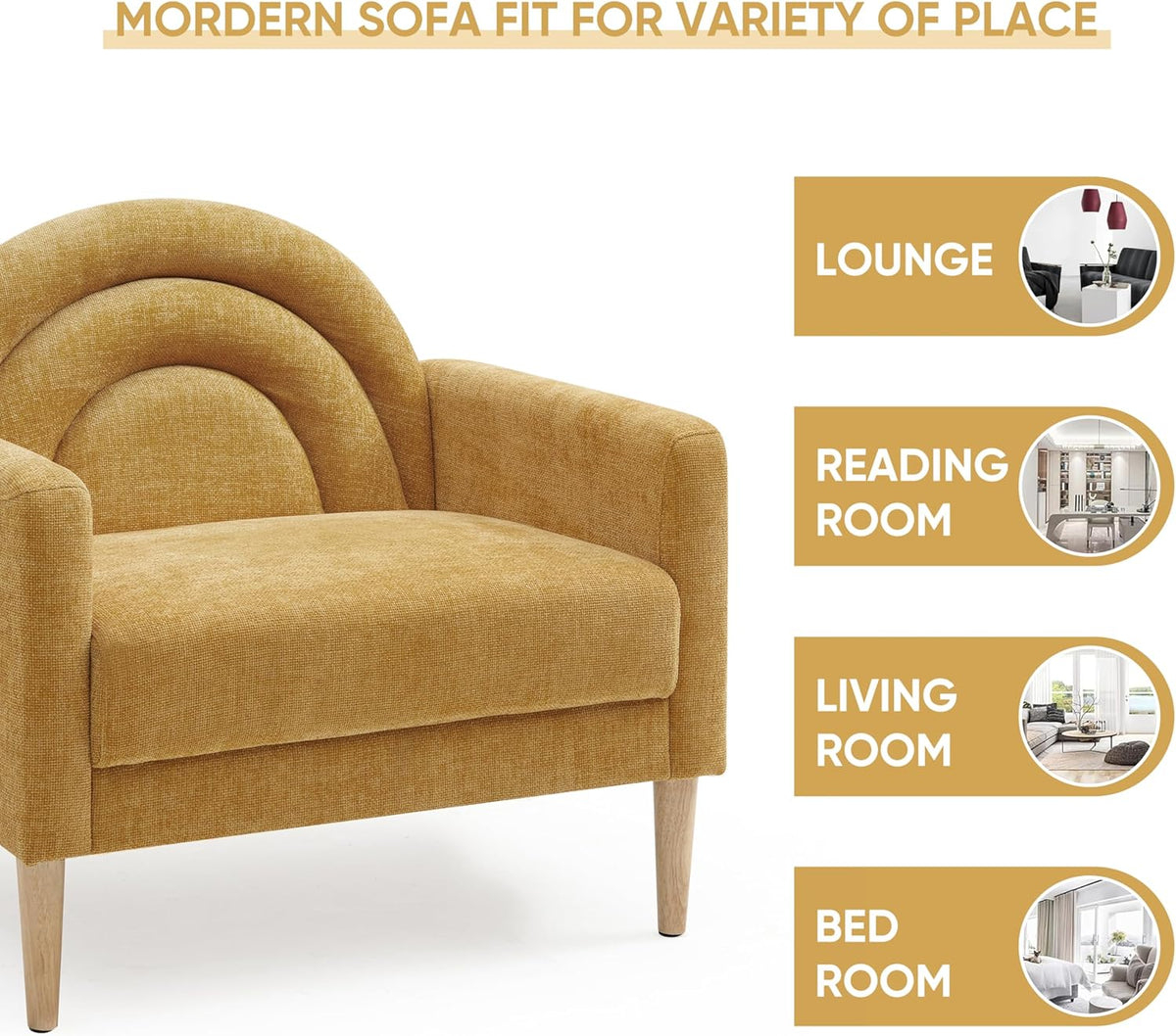 Accent Chair Reading Chair with Armrest, Small Comfy Chair for Small Spaces, Modern Linen