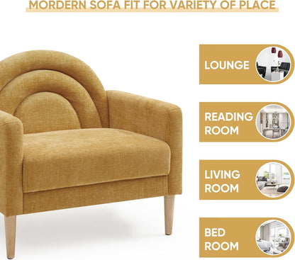 Accent Chair Reading Chair with Armrest, Small Comfy Chair for Small Spaces, Modern Linen