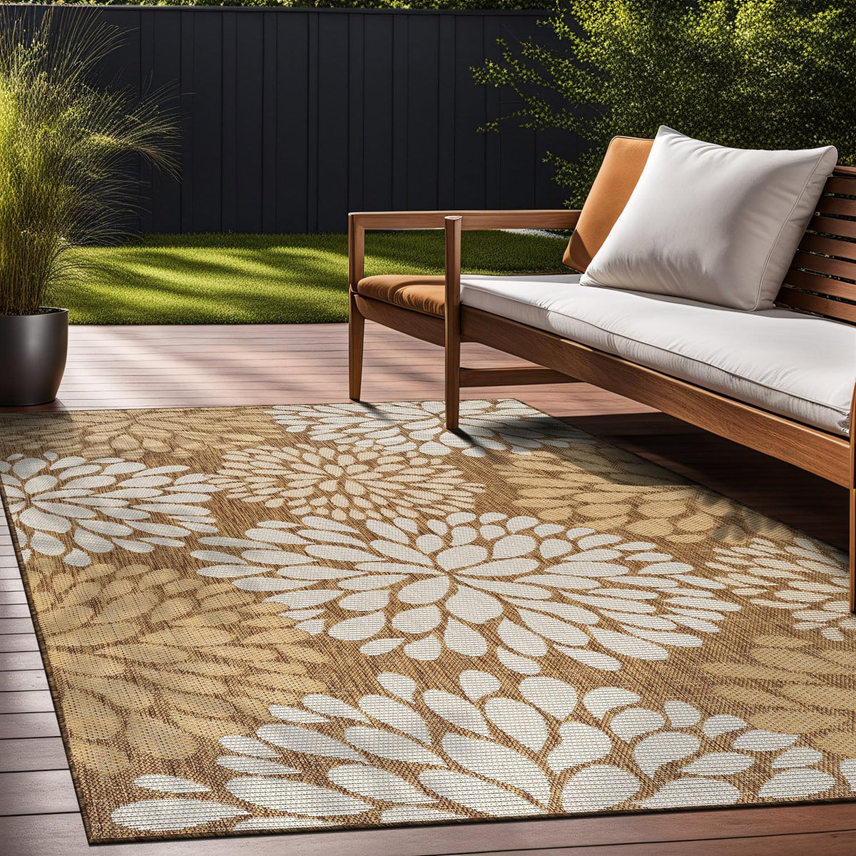 Beverly Rug Outdoor Rug 8x10 Modern Exotic Tropical Leaf Area Rugs for Indoor and Outdoor Patio