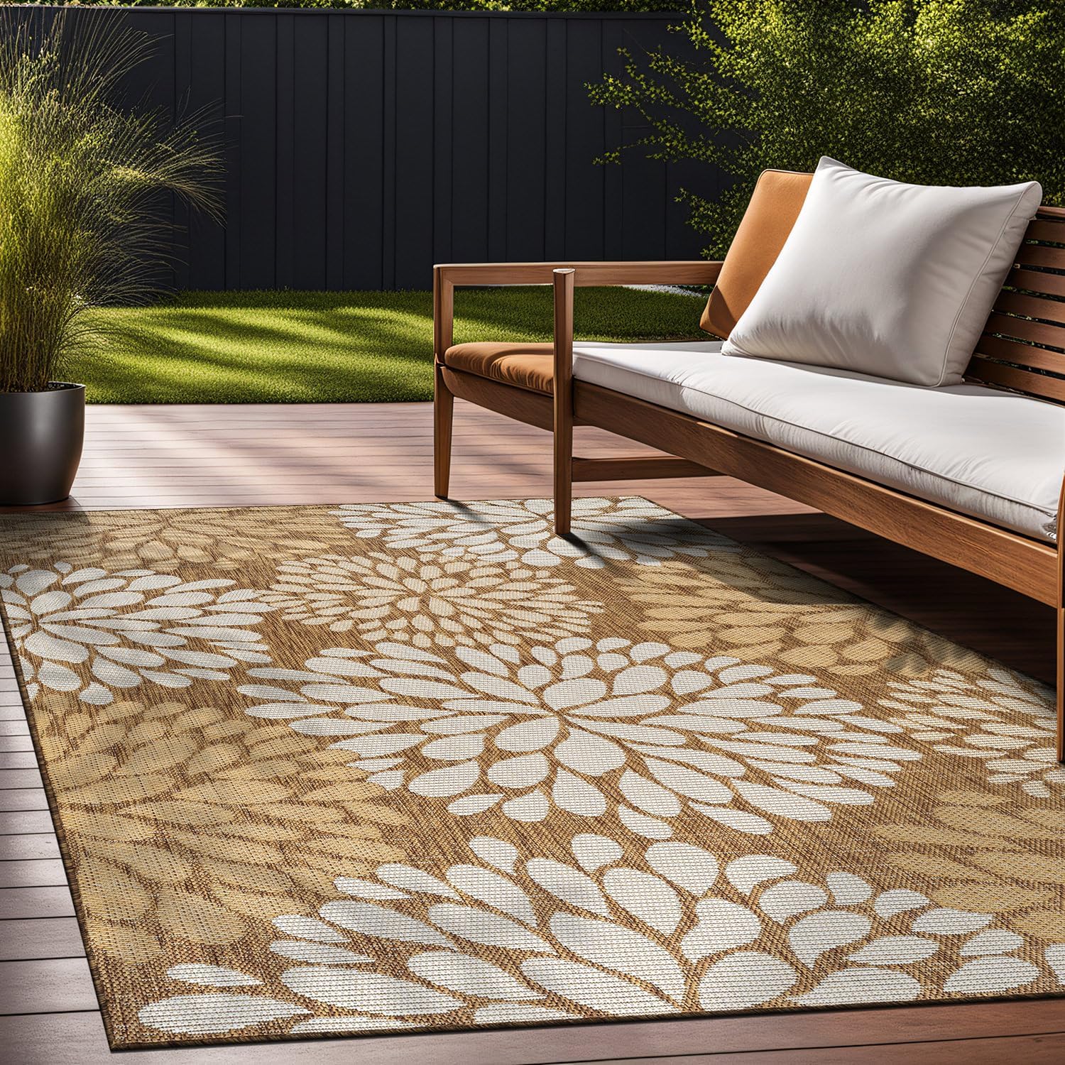 Beverly Rug Outdoor Rug 8x10 Modern Exotic Tropical Leaf Area Rugs for Indoor and Outdoor Patio