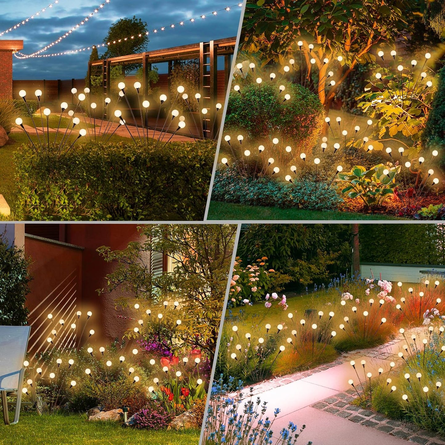 Solar Lights Outdoor Waterproof 4 Pack of 32 LEDs Garden Patio Firefly Decoration Unique Gifts