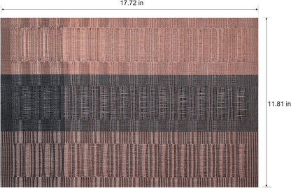 Placemats Set of 6 Washable Indoor/Outdoor Vinyl Place Mats for Dining Table Durable Non-Slip Heat