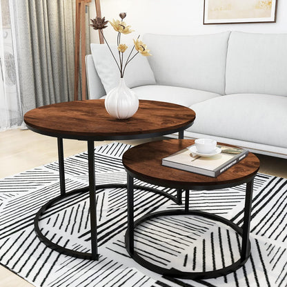 HOMERECOMMEND Round Coffee Table Set of 2 Modern Nesting Side End Table for Living Room,Round