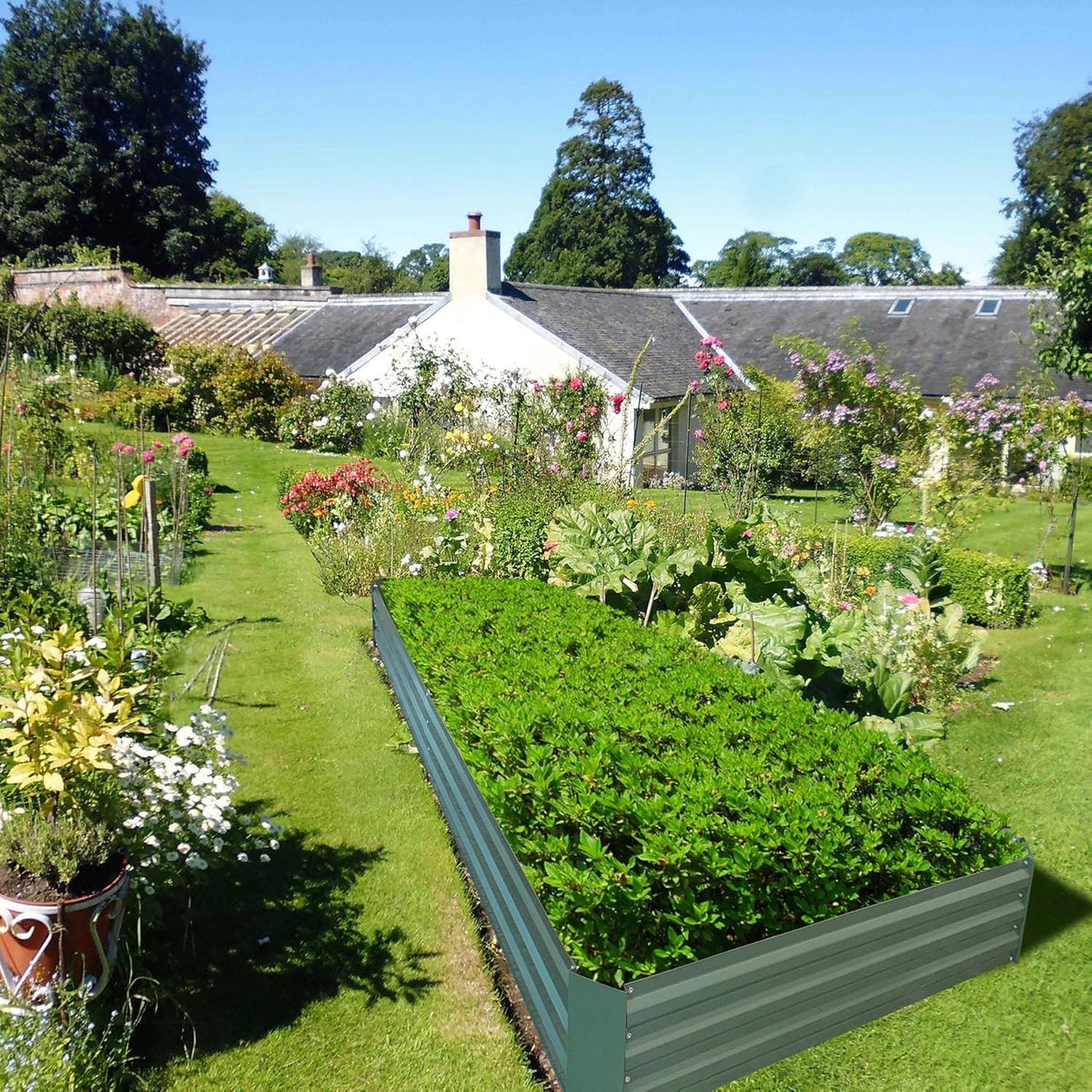 8x4x1ft Metal Raised Garden Bed Kit，Galvanized Garden Bed Box for Vegetables, Flowers, Herbs, and