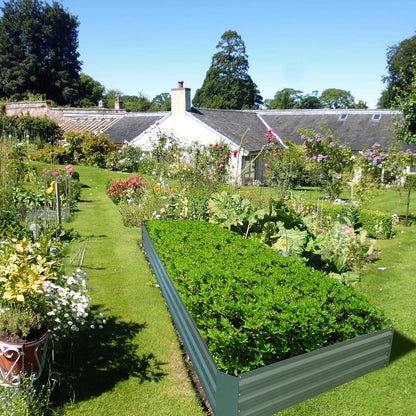 8x4x1ft Metal Raised Garden Bed Kit，Galvanized Garden Bed Box for Vegetables, Flowers, Herbs, and