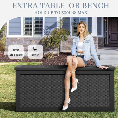 NUNU LAB 260 Gallon Outdoor Storage Box,Resin Large Sturdy Deck Box, Backyard Outside Storage Box