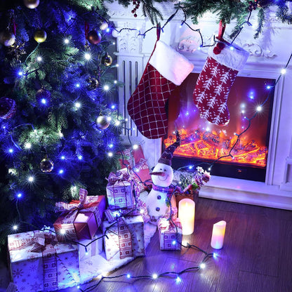 Brizled Blue & White Christmas Lights, 33ft 100 LED 5MM Wide Angle Christmas Lights, Mini String