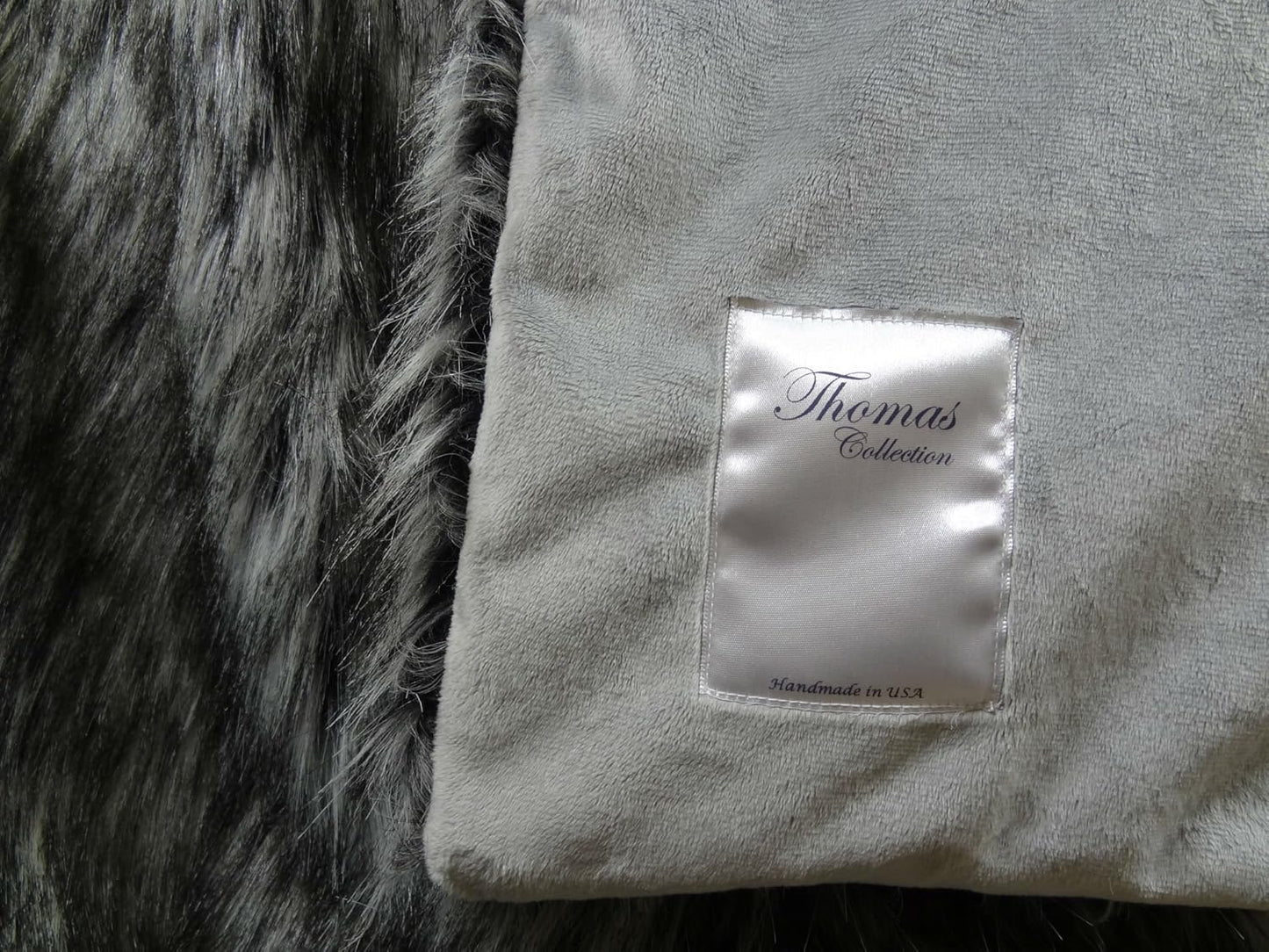 Exotic Siberian Husky Faux Faur Throw Blanket - Gray White Black Husky Fur - Gray Faux Fur Throw