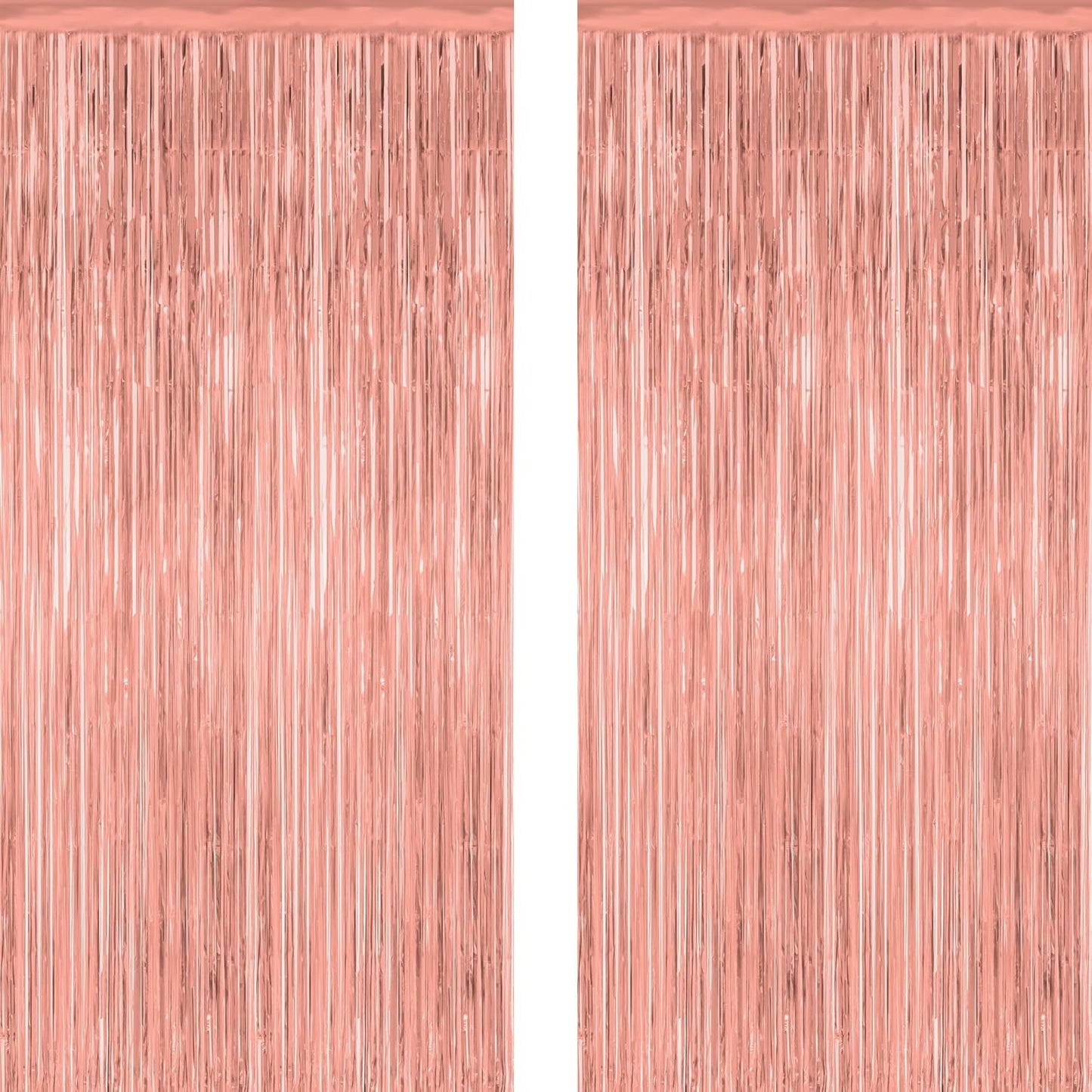 2 Pack Rose Gold Decorations, 3.28 FT x 7.05 FT Rose Gold Fringe Curtains, Metallic Photo Backdrop